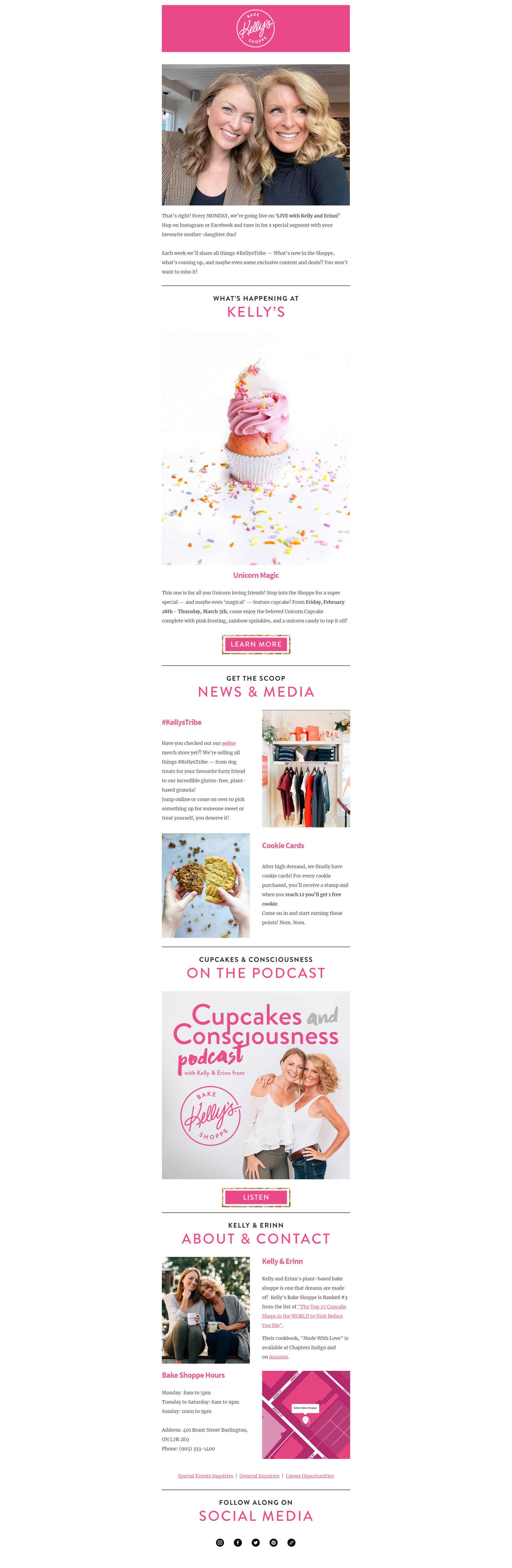 Kelly's Bake Shop Email Marketing Sample